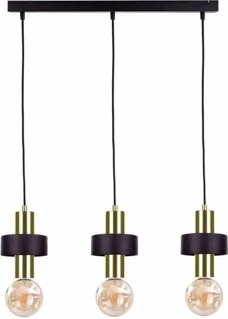 Netlighting Unica Bar Pendant Ceiling Light in Black and Gold, 60 cm, 3x E27