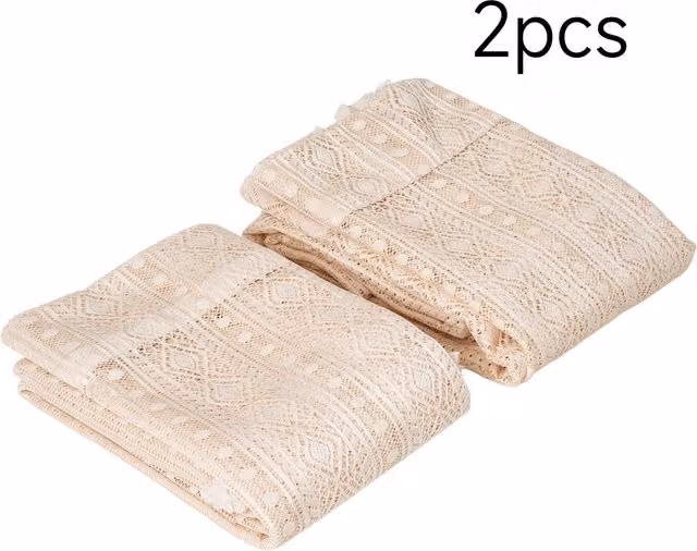 Livingandhome Semi-Transparent Fabric Curtain Panel in Beige, Width: 100 cm