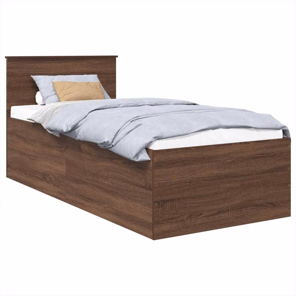 Berkfield Home Modern Bed Frame with Headboard in Brown Oak, Engineered Wood, W: 75 cm, L: 190 cm – 2