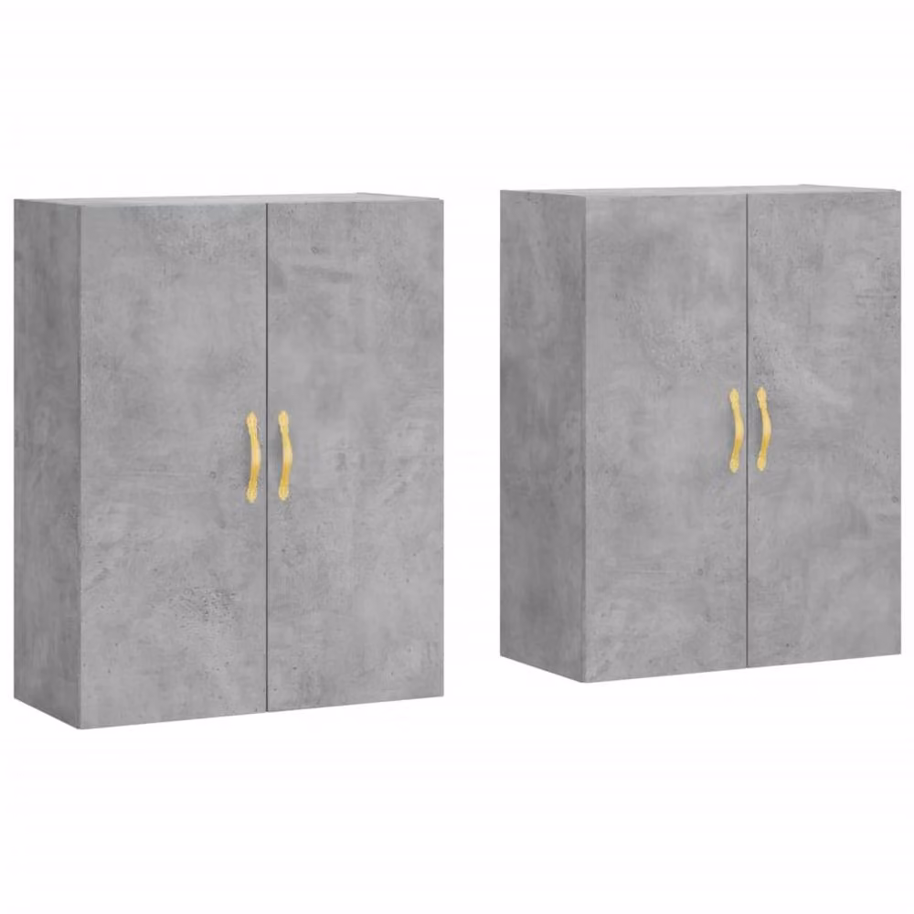 Berkfield Home Wall Mounted Cabinets, 2 Piece Set, Concrete Grey, W: 69.5 cm, D: 34 cm, H: 90 cm – 2