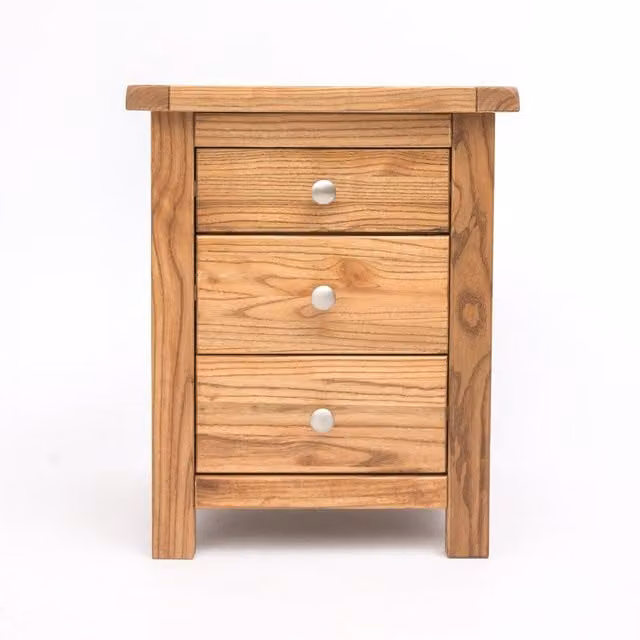 Cabinet Bits Trivento 3 Drawer Bedside Table in Natural Wood