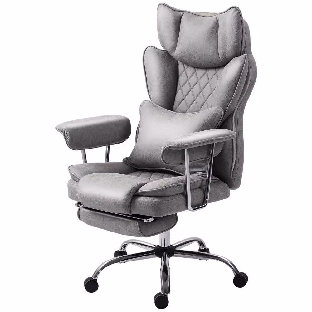 Rolipo Grey Reclining Leathaire Executive Office Chair with Lumbar Support and Armrests – 2