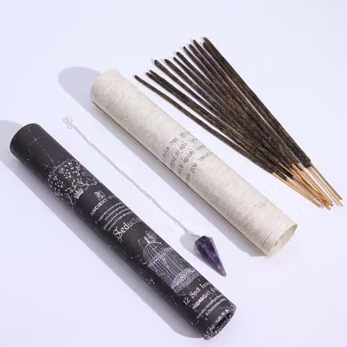 Serenityy Ancient Witch Seduction Incense Sticks with Amethyst Pendulum, 4-Pack, Purple, 27 cm – 2