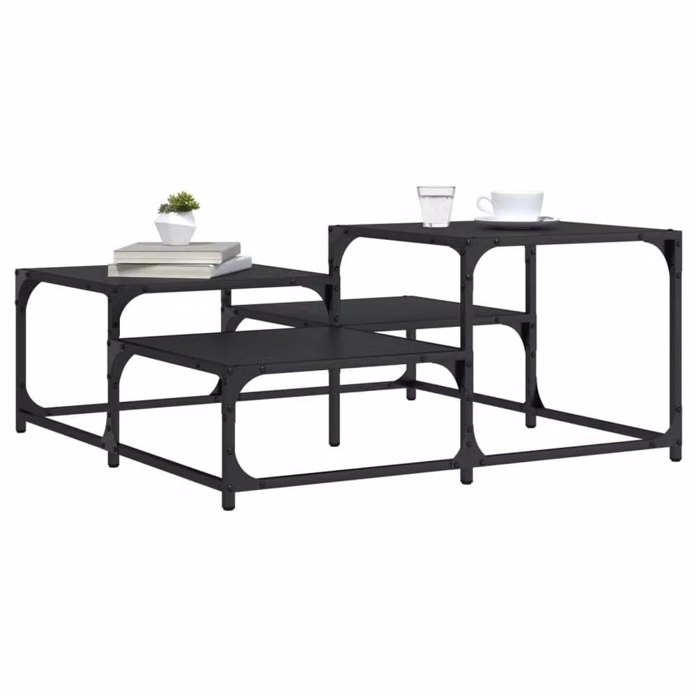 Berkfield Home Black Square Coffee Table W/D/H: 87.5 x 87.5 x 40 cm – 2
