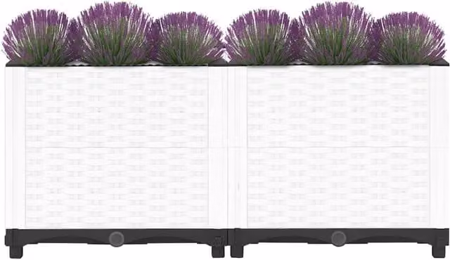 Berkfield Home White Polypropylene Raised Bed W: 80 cm, D: 40 cm, H: 38 cm