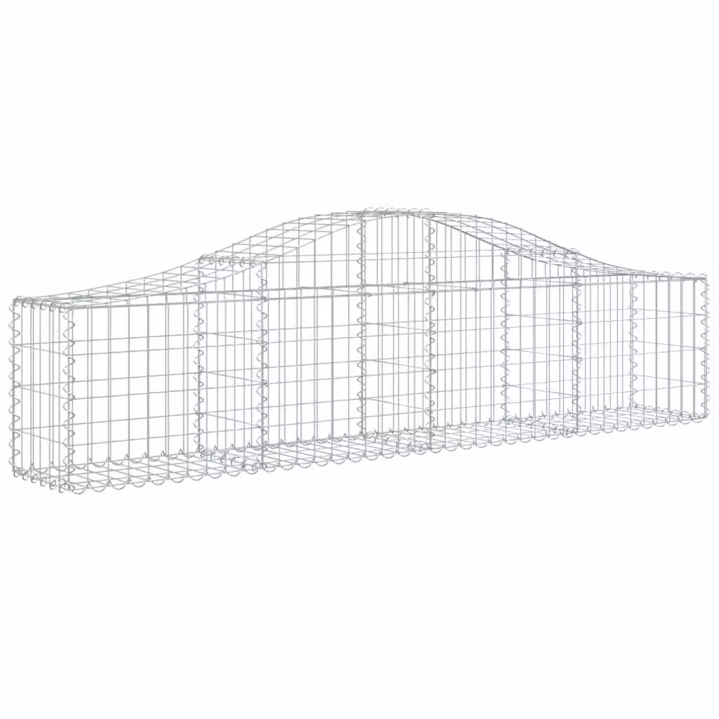 Berkfield Home Arched Gabion Basket in Silver Galvanised Steel, W: 200 cm, D: 30 cm, H: 40/60 cm – 2