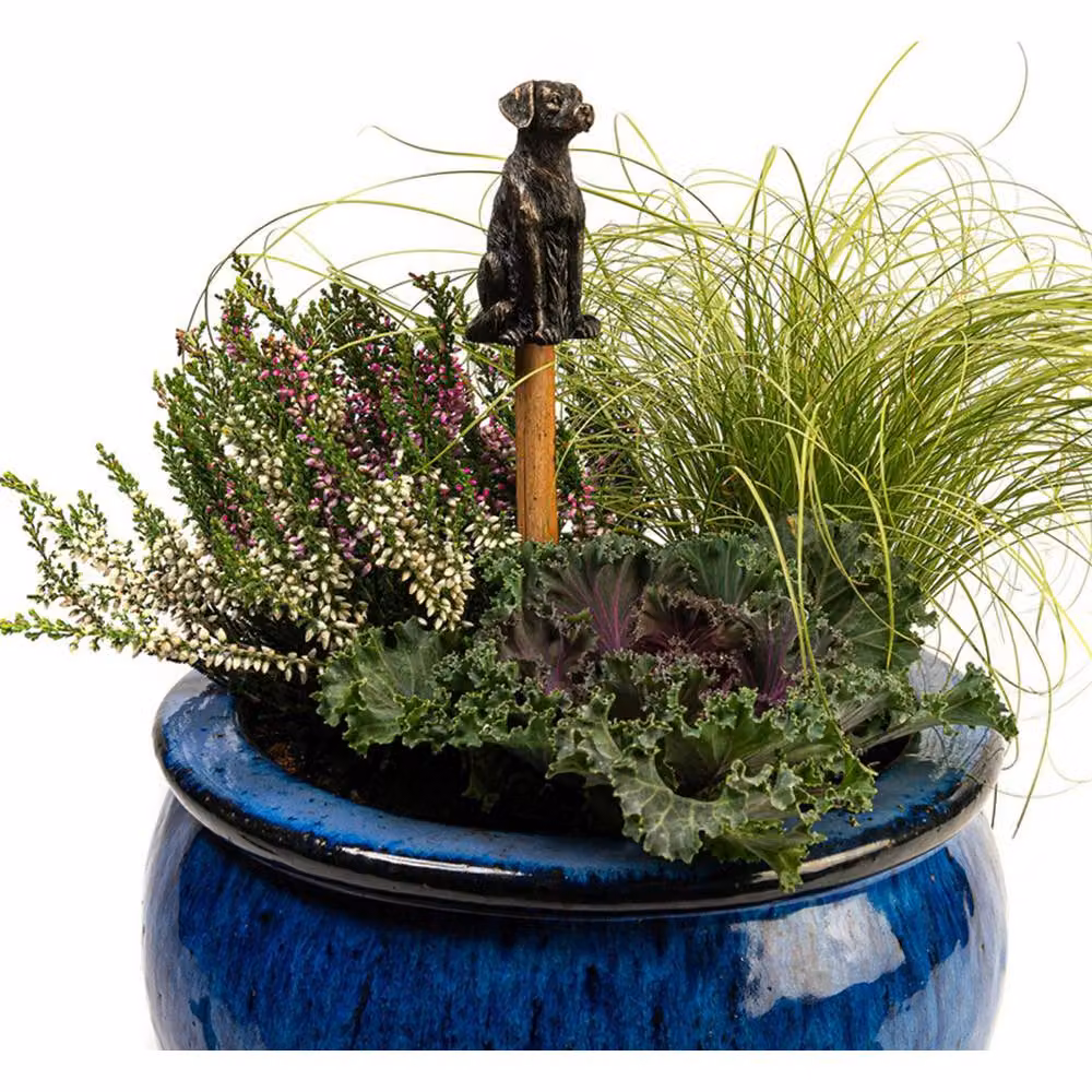 Jardinopia Labrador Cane or Stake Topper Pot Buddy in Bronze, W4 x D5 x H7.5 cm – 3