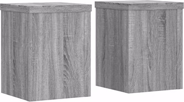 Berkfield Home Set of 2 Grey Modern Square Plant Stands, W/D/H: 15 x 15 x 20 cm