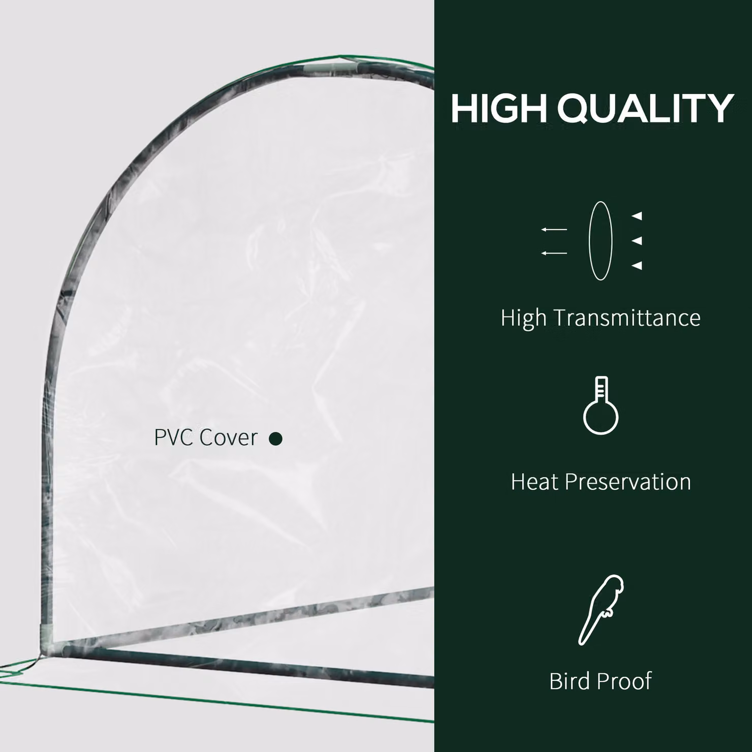 Outsunny Transparent Steel-Framed Tunnel Greenhouse with PE Cover, W/D/H: 200 x 100 x 80 cm – 4