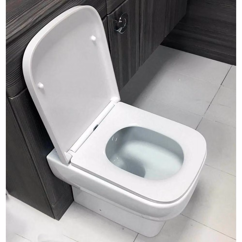 FLAVORA White Square Toilet Seat with Soft Close Heavy Duty Quick Release Hinges, Width: 180 cm, Drop: 200 cm – 2