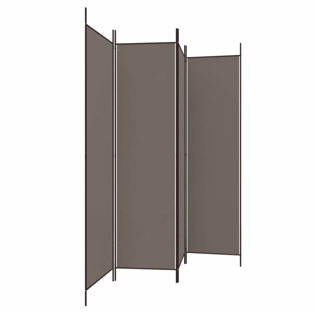 Berkfield Home 4-Panel Modern Room Divider in Anthracite Fabric and Metal, W: 200 cm, H: 220 cm – 3