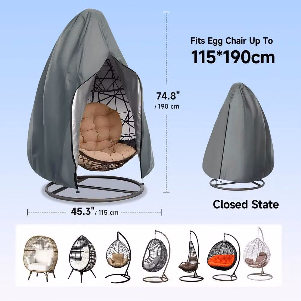 KORVIXA Heavy Duty Hanging Swing Egg Chair Cover in Grey – 2