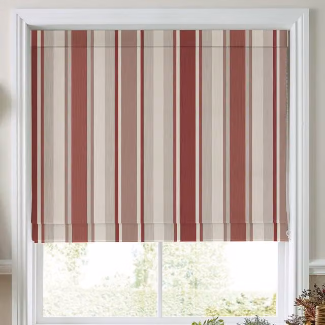 Laura Ashley Made To Measure Blackout Roman Blind in Crimson Red Awning Stripe