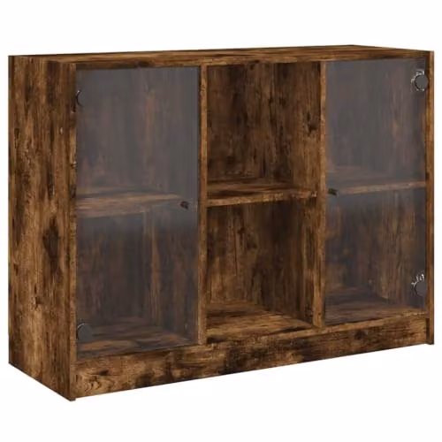 vidaXL Modern Sideboard in Smoked Oak, Brown Engineered Wood, W: 102 cm, D: 37 cm, H: 75.5 cm