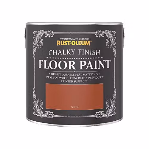 Rust-Oleum Scratch-Proof Water-Based Floor Paint in Matt Finish, Tiger Tea Orange, 2.5L – 2