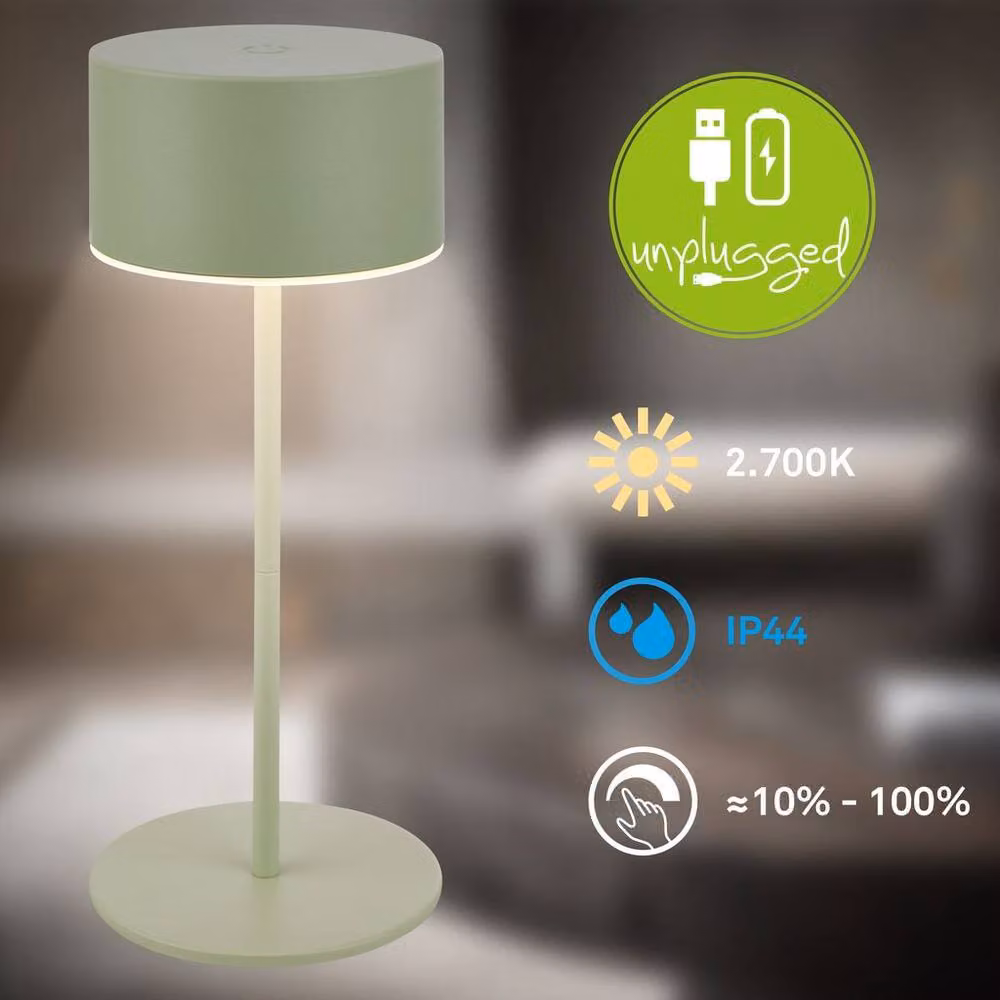 Briloner Green Rechargeable Dimmable Touch LED Table Lamp with Warm White Light – 2
