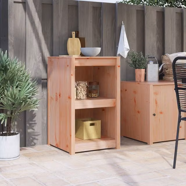 Berkfield Home Outdoor Kitchen Cabinet in Brown Solid Wood, W/D/H: 55 x 55 x 92 cm