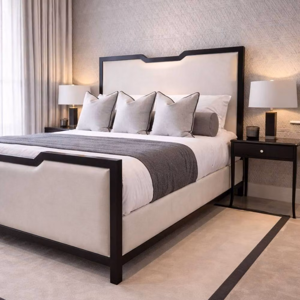 HOB Furniture Washington Curve Bed in Beige Velvet, Emperor Size – 2