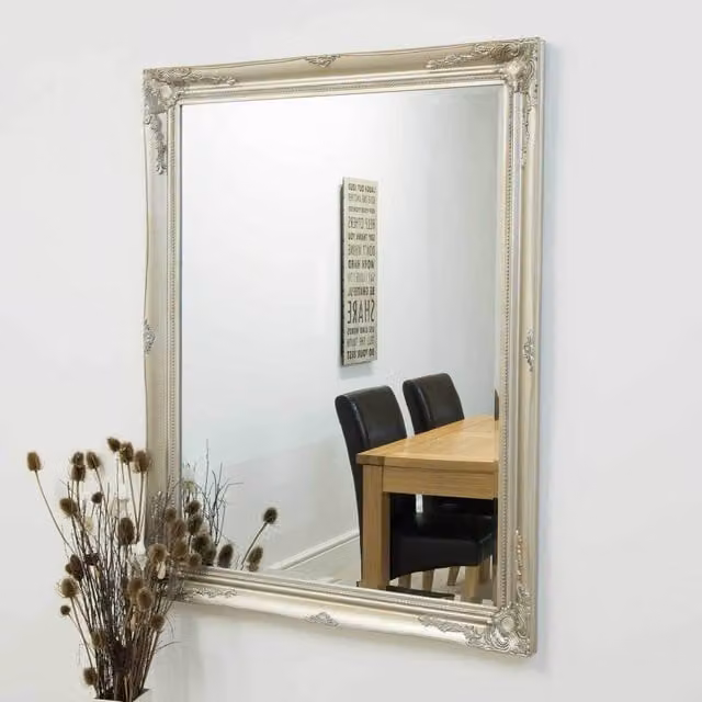MirrorOutlet Classic Rectangular Silver Wall Mirror W: 109 cm, H: 140 cm