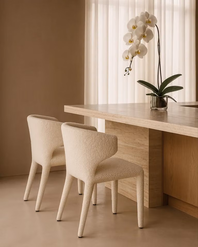 Tommy Franks Vela Dining Chair in White Bouclé
