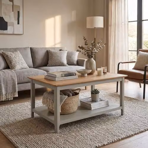 FWStyle Taberno Modern Rectangular Coffee Table in Sage Green Oak, W/D/H: 90 x 60 x 46 cm – 3