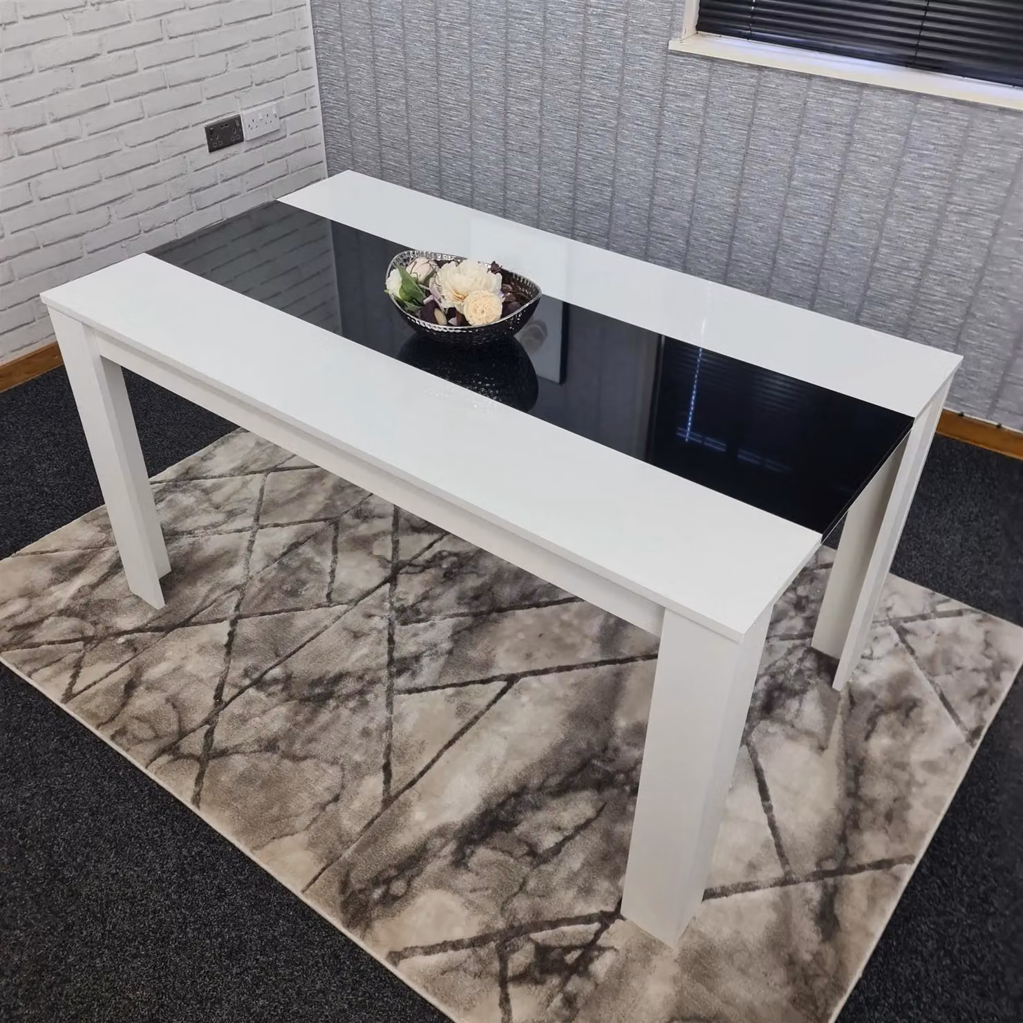 KOSY KOALA Modern Rectangular Dining Table in White and Black, Seats 6, H 75 x L 140 x W 80 cm – 2