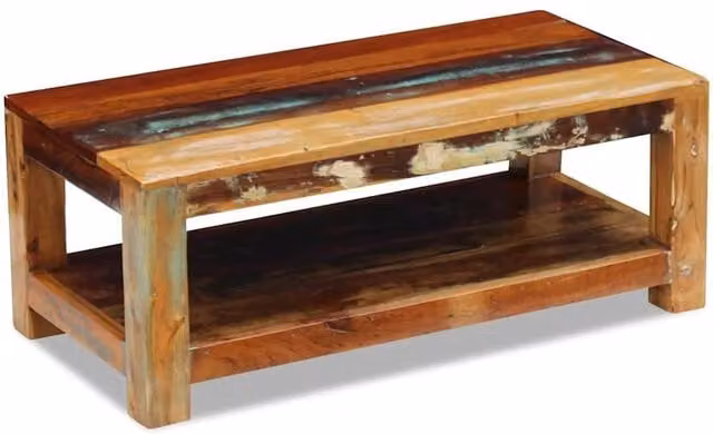 Berkfield Home Beautiful Rectangular Coffee Table in Brown Solid Reclaimed Wood, W: 90 cm, D: 45 cm, H: 35 cm