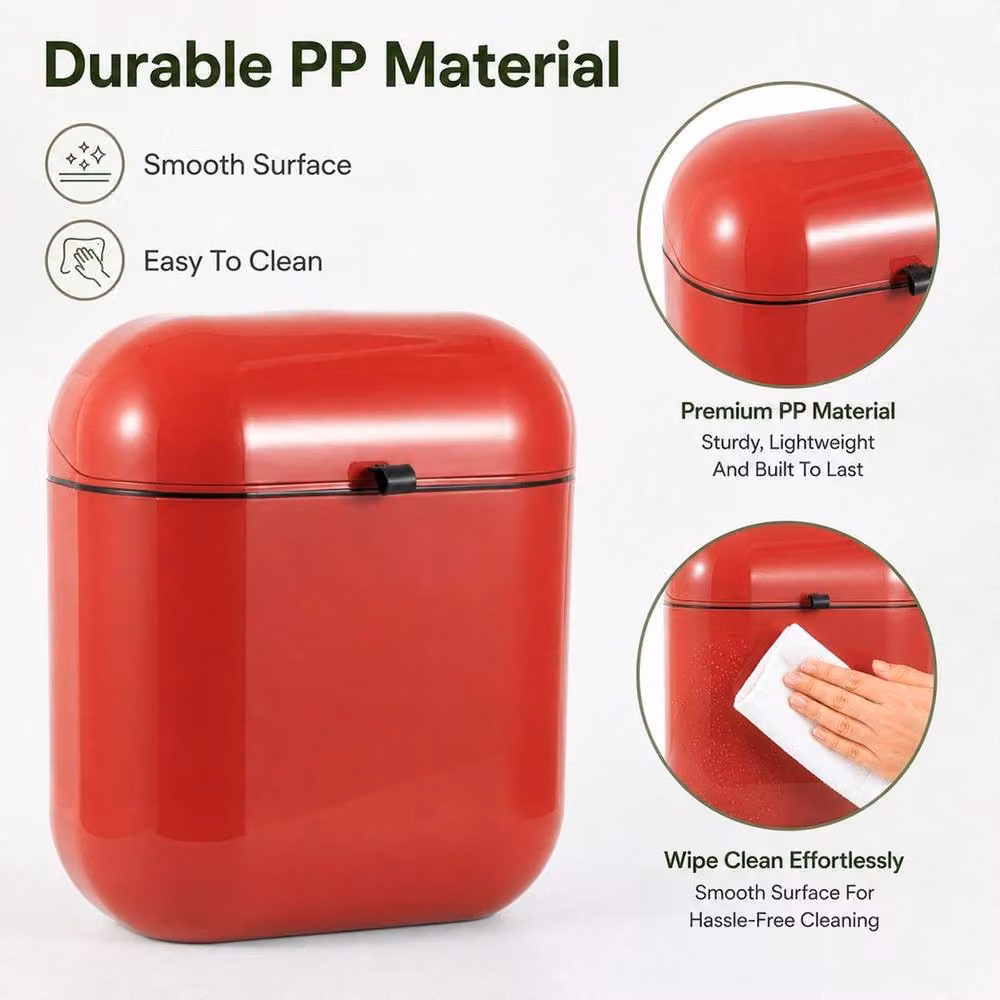 FLAVORA Red Wall Mounted Plastic Kitchen Garbage Bin with Flip Lid, W/H: 100 x 100 cm – 4