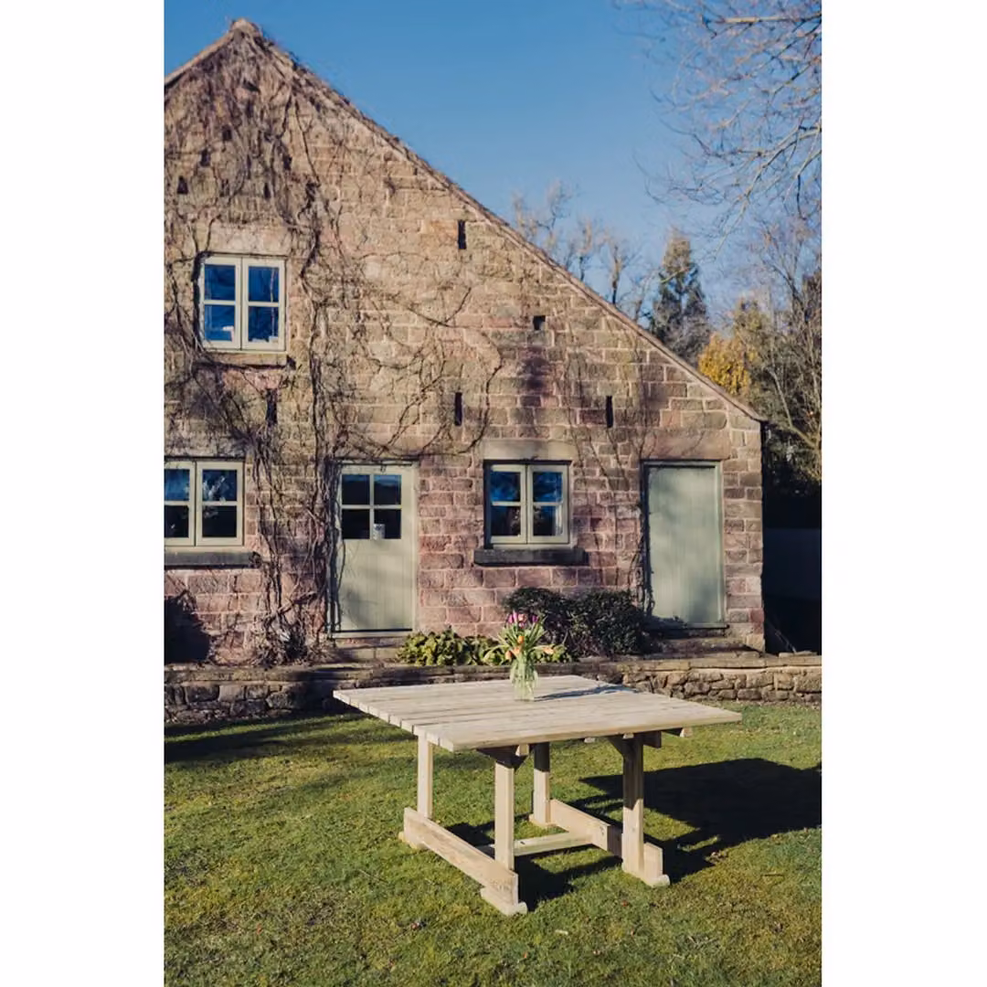 Churnet Valley Garden Furniture Ltd Ergo 8 Seater Square Redwood Wood Garden Table in Brown W/D/H: 149 x 149 x 78 cm – 2
