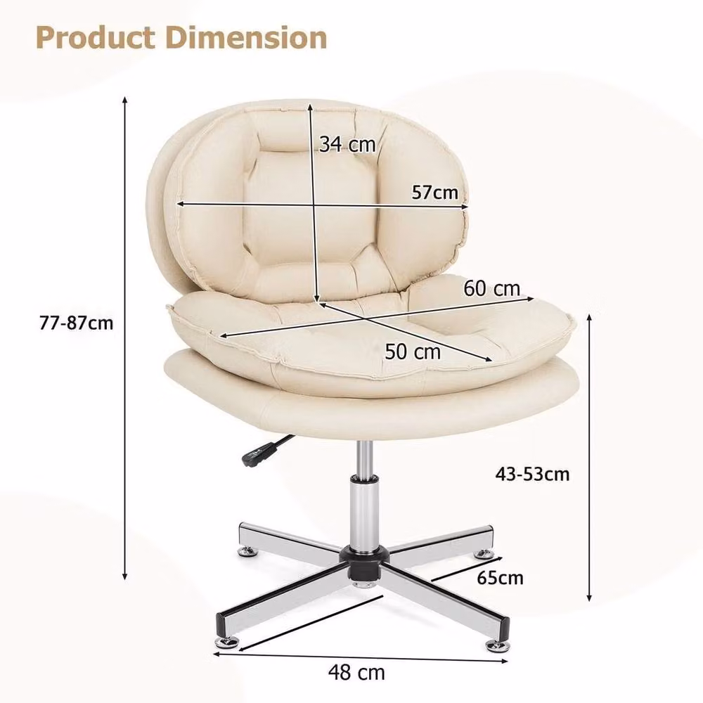 EONLION Beige Synthetic Leather Swivel Home Office Task Chair – 2