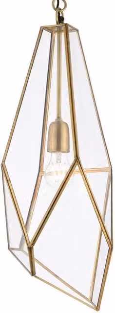 Loops Modern Hanging Ceiling Pendant Light with Brass and Transparent Glass Shade – 1