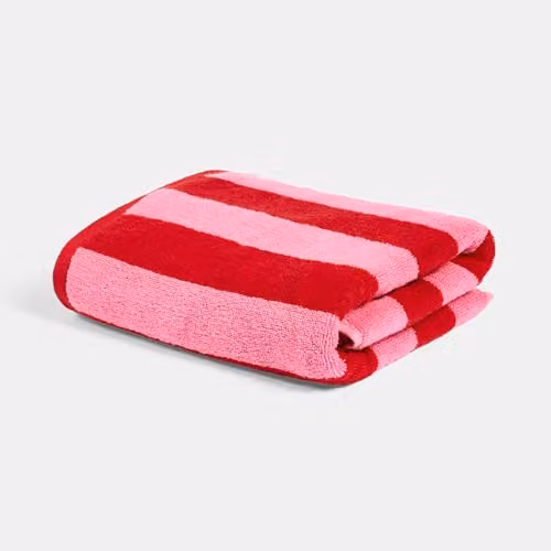 OHS Pink Striped 100% Cotton Terry Bath Towel, W: 70 cm, L: 115 cm – 3