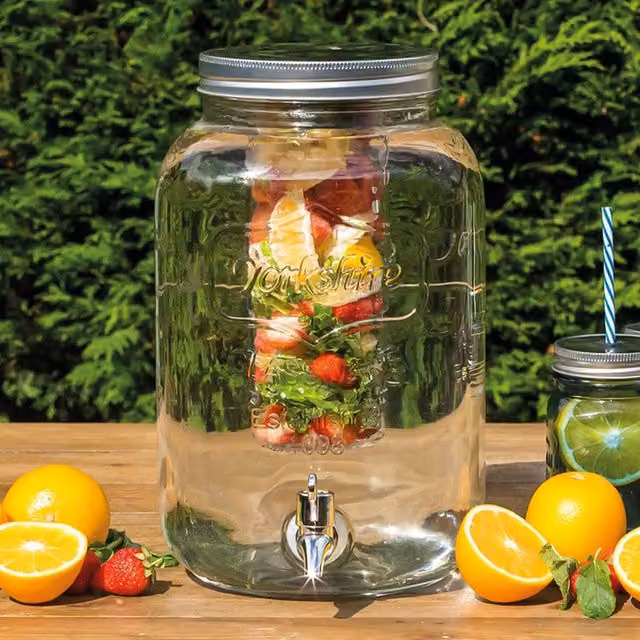 KitchenCraft Glass Infuser Drinks Dispenser, 7.5 l, Clear/White