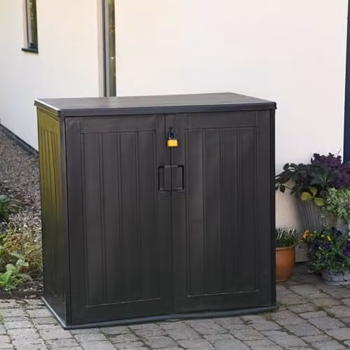 Garden Gear 775L Garden Storage Box in Black with Wood Effect Finish