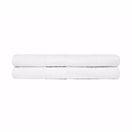 OHS 2 Pack of White 100% Cotton Terry Bath Sheets, W/D/H: 150 x 90 cm