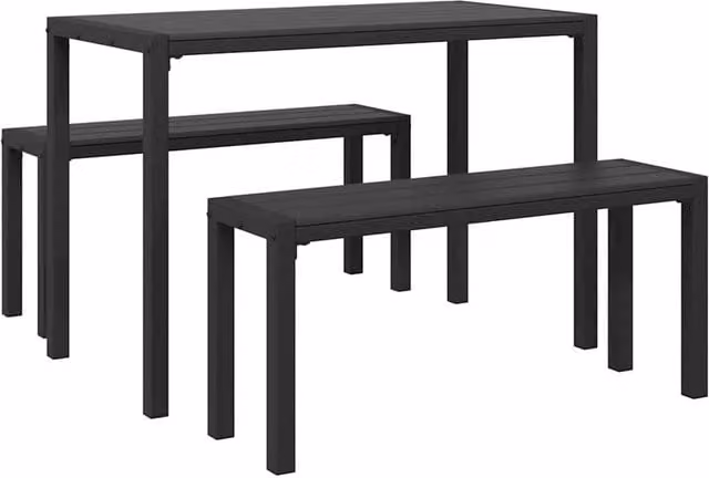 Berkfield Home 3-Piece Modern Garden Dining Set in Black with Powder Coated Steel and Composite Materials