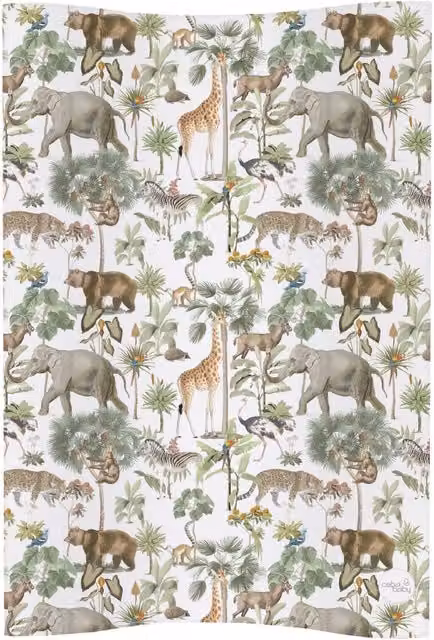 Ceba Deluxe Baby Changing Mat Anti Roll COSY in Colourful Safari White and Multicolour, W/D/H: 50 x 50 x 50 cm