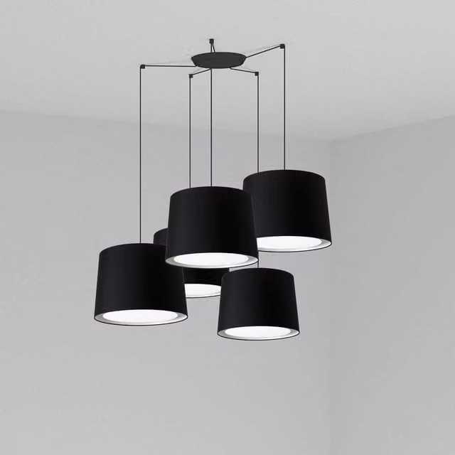 Netlighting Conga Cluster Pendant Ceiling Light in Black with E27 Fabric Shade