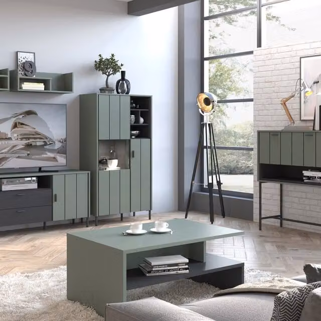 Furniture To Go Modern Rectangular Green Wood Coffee Table