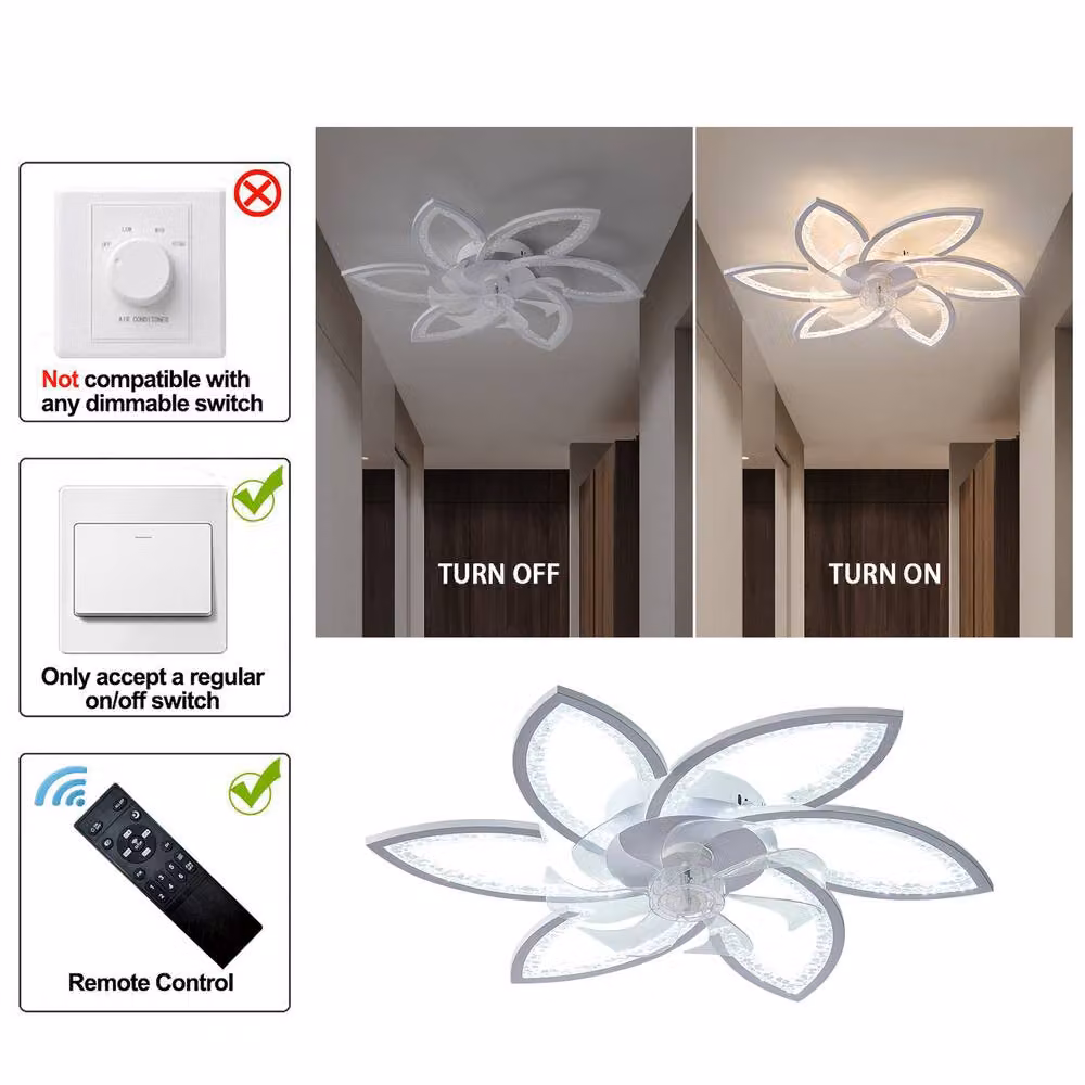 NIVOR Modern White Ceiling Fan with LED Light and Remote Control, Reversible and Silent – 4