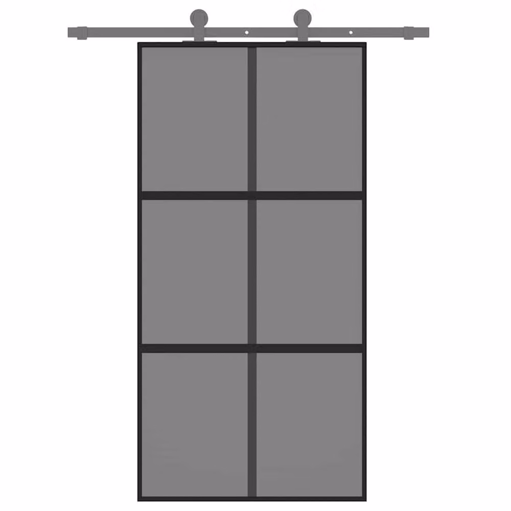 Berkfield Home Minimalist Black Sliding Door with Transparent Tempered Glass and Aluminium, W: 102.5 cm, H: 205 cm – 3