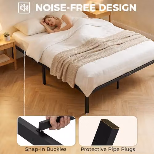 HOMCOM King Bed Frame with Underbed Storage in Black, W/D/H: 150 x 200 x 35.5 cm – 5
