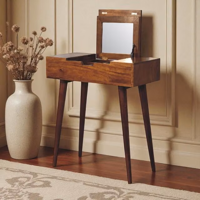 Artisan Furniture Mango Wood Tri-Fold Mini Chestnut Vanity in Brown