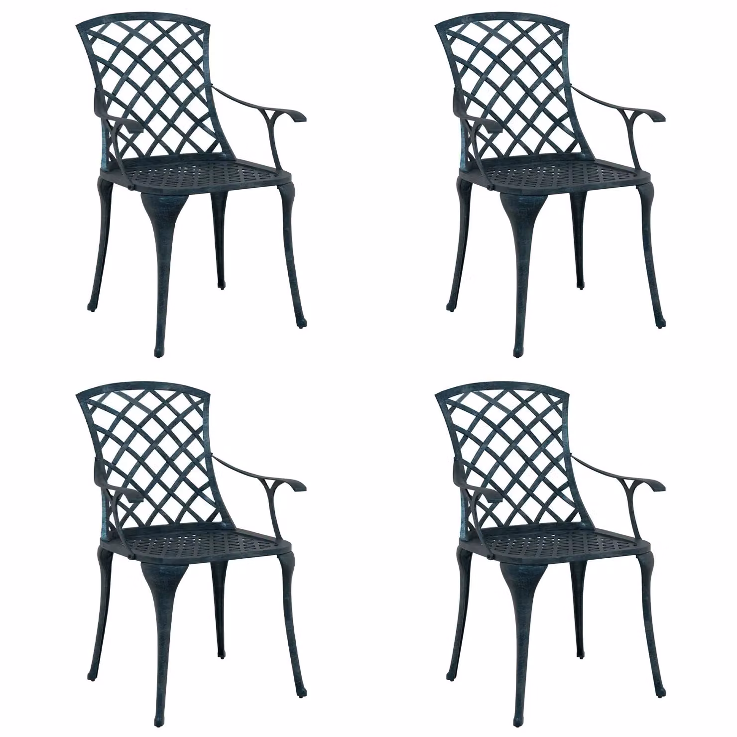 Berkfield Home Stackable Garden Chairs, Set of 4, Matt Green Powder Coated Cast Aluminium – 2