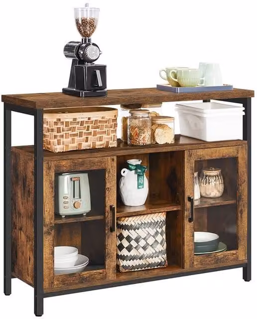 Pirlo Plush Industrial Multi-Purpose Sideboard in Brown and Black
