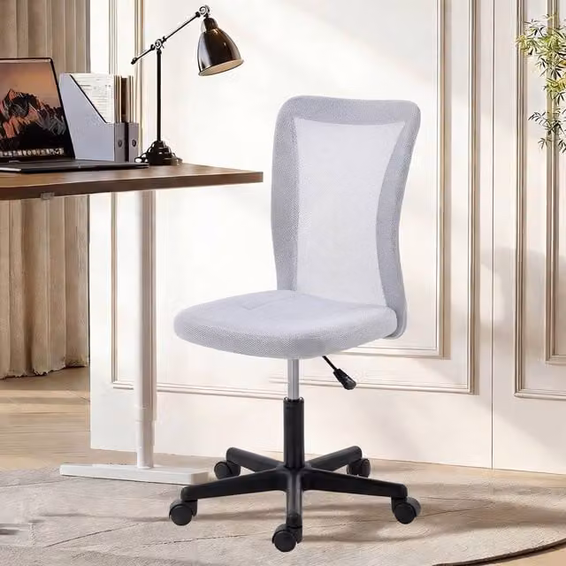 VINSETTO White Mesh Armless Task Chair with Adjustable Height and 360 Degree Swivel