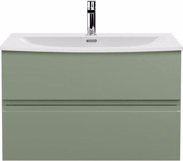 Balterley Mavesyn 2 Drawer Wall Hung Vanity Basin Unit, Satin Green, Width: 80 cm