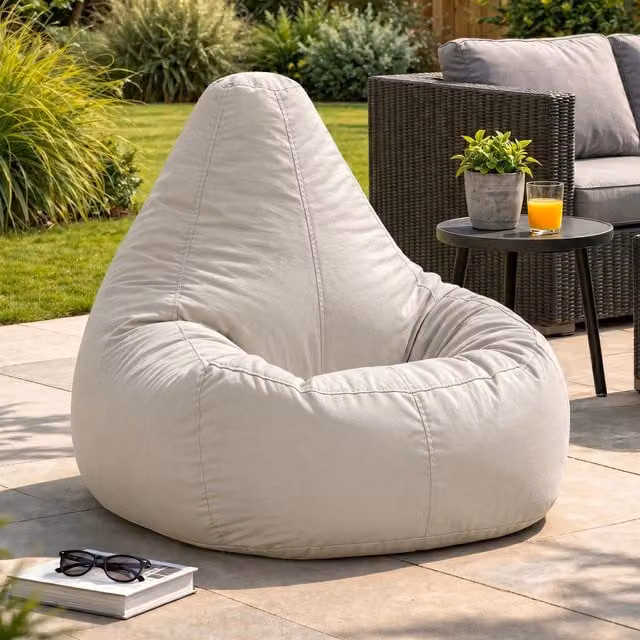 icon Dalton High Back Adult Gaming Bean Bag Chair for Indoor and Outdoor Use in Stone