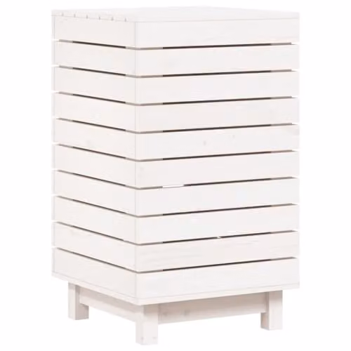 vidaXL White Solid Wood Pine Laundry Basket W: 44 cm, D: 44 cm, H: 76 cm – 1