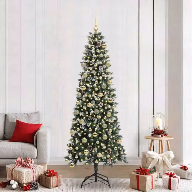 Berkfield Home Artificial Christmas Tree with 300 LEDs, Green, W/D/H: 86 x 86 x 210 cm – 1